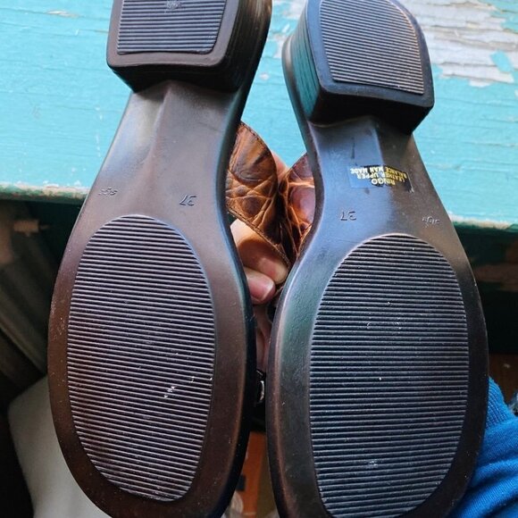 Matisse Leather Upper Animal Print Embellished Slip On Sandal Brown Size 6 - Picture 7 of 7